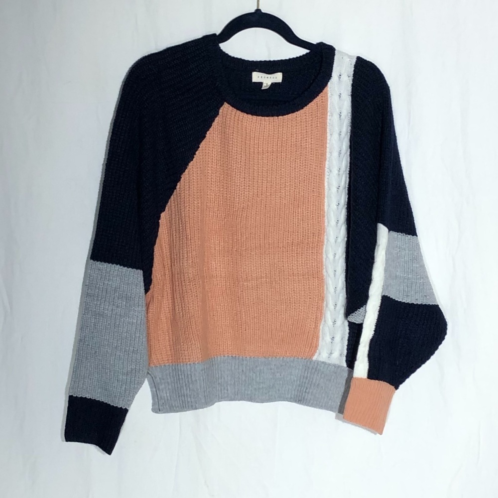Promesa Cable Knit Color Block Sweater